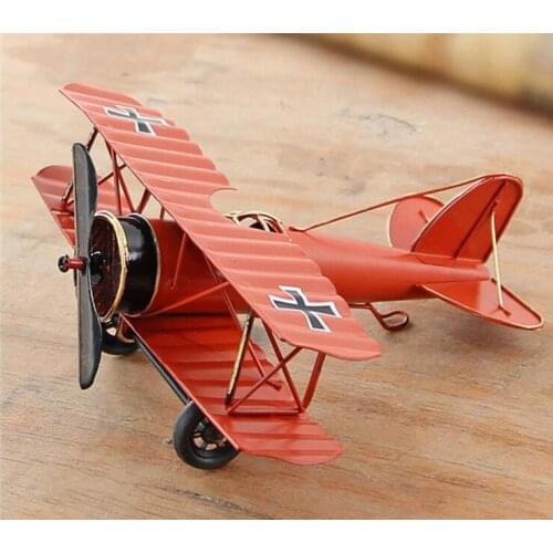 Metal Plane Retro Biplane Model Home Decor Iron Aircraft Glider Biplane Pendant Airplane Figurines Status Children Gift 0569