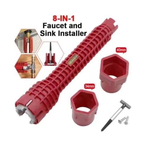 Multifunctional 8 In 1 Wrench Kitchen Bathroom Faucet and Sink Installer Spanner