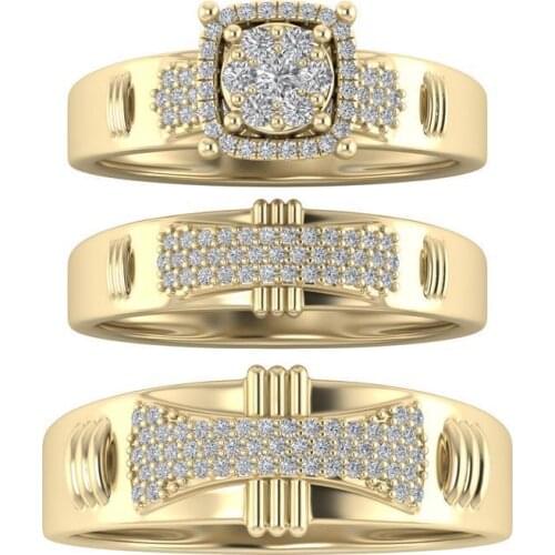 Fashion Jewelry Rings, Cubic alloy zircon three-piece ring, Ms ring