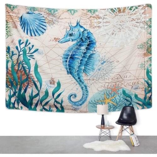 Seahorse Wall Hanging Sea Tapestry Ocean Animals for Living Room Bedroom Dorm Home Decor