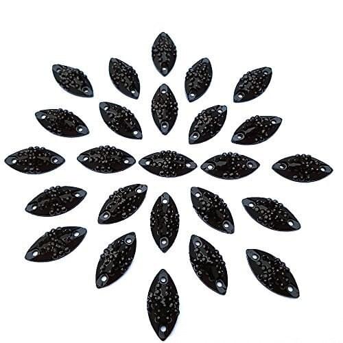 NAvette Marquise Black Resin Gems 7x15mm Sew on Loose rhinestones For Sewing Evening Wedding Gown Dance Dress Shoes Bags Garment
