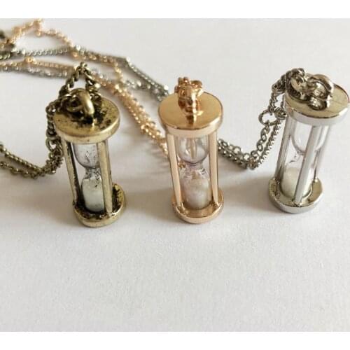 Wholesale 6pcs/ lot small version high quality fashion jewelry metal hourglass long chain sweater necklace
