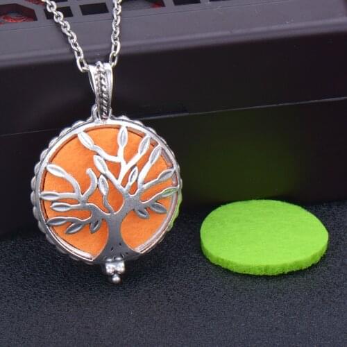 1pcs Life tree Aroma Diffuser Necklace Perfume Essential Oil Diffuser Aromatherapy Locket Pendant Necklace fashion jewelr