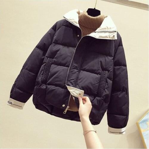 Womens Down Cotton-Padded Parka Casual Outwear Autumn Winter Warm Fashion Thickening Stand-Up Collar Jacket Female Coat