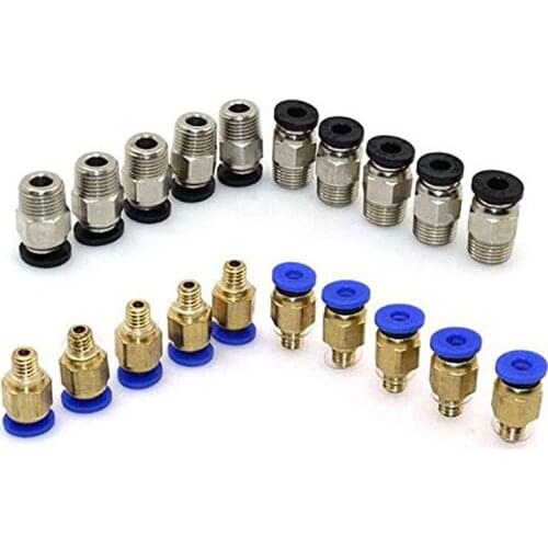 PC4-M10 Straight Pneumatic Fitting Push to Connect + PC4-M6 Quick in Fitting for 3D Printer Bowden Extruder (Pack of 20pcs)