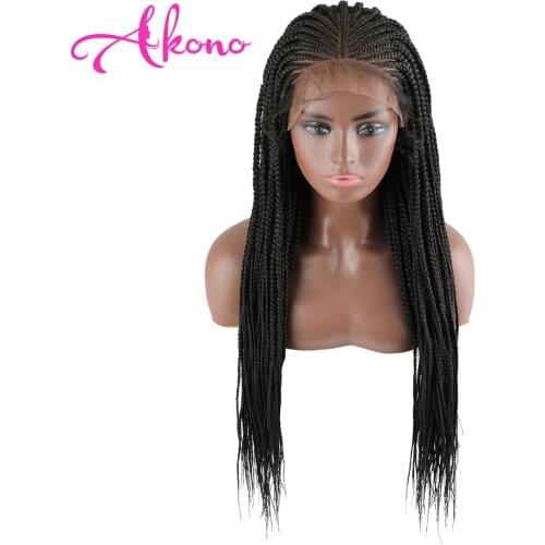 Braided Wigs for Black Women 30 inch Synthetic Lace Front Wig Cornrow Braid Wig with Baby Hair Box Braid Wig Knotless Braid Wig