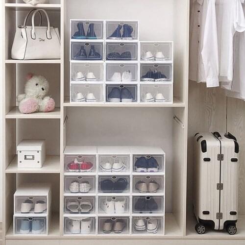 Thickened Plastic Shoe Box Storage Box Transparent Shoes Storage Anti-oxidation Drawer Type Shoe Cabinet Shoe Rack Storage Box