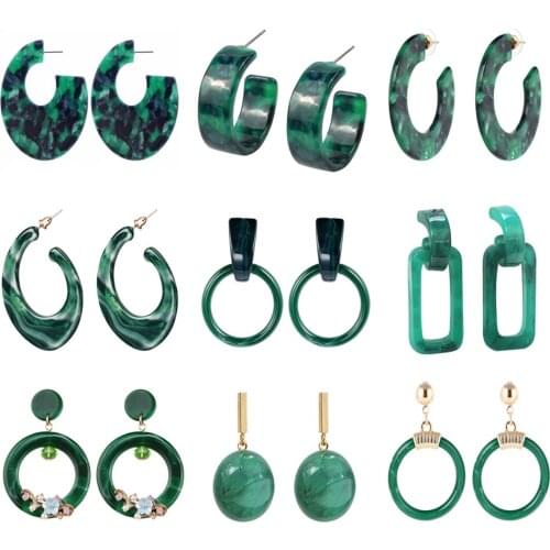 QiHit 2019 New Boho Acrylic Geometric Round Big Dangle Earring For Women Fashion Resin ZA Gold Drop Earring Wedding Jewelry