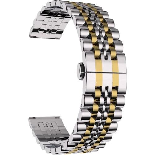 Stainless Steel Watch bands for Samsung Gear S3 Solid Double Push Button Fold Watch Buckle Butterfly Clasp Watch Strap WB119