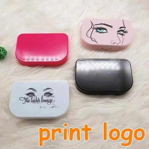 With mirror Acrylic False Eyelash Storage Box Makeup Cosmetic Magnetic Eye Lashes Case Organizer Makeup Tools Pink Storage print