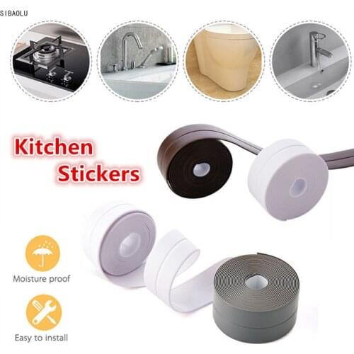 Self Adhesive Kitchen Ceramic Sticker Waterproof Anti-moisture PVC Sticker Bathroom Wall Corner Line Sink Stickers 3.2m*3.8cm