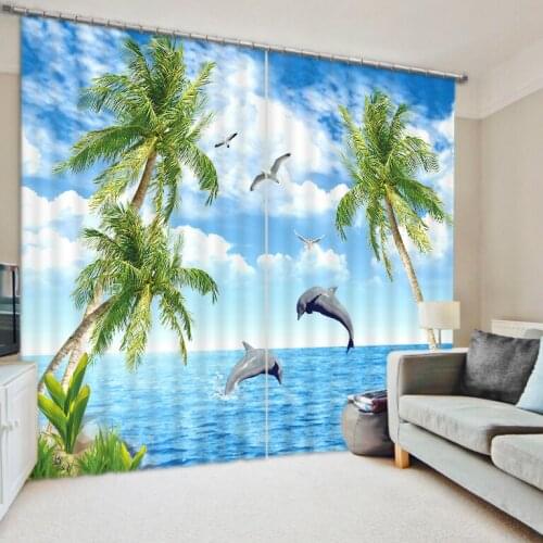 Ocean curtains photo Blackout Window Drapes Luxury 3D Curtains For Living room Bed room Office Hotel Home