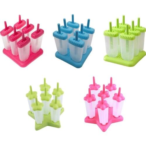 6 Grids Silicone Ice Tray Summer Ice Cream Maker Molds DIY Ice Cream Tubs Ice Cream Maker Mould with Stand Kitchen Tools