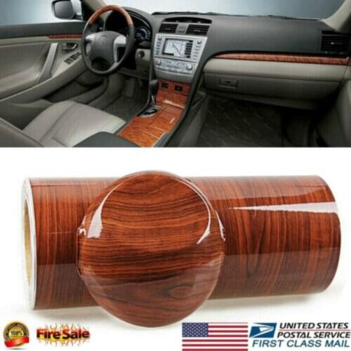 USA 1M High Glossy Wood Grain Car Interior DIY Vinyl Sticker Decal Wrap Film DIY