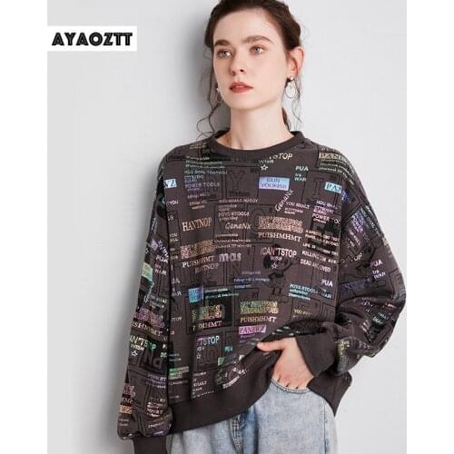 Basic Hoodies For Women Streetwear Female Spring Autumn Floral Print Hoodies Casual Sweatshirt New Loose Hip Pop Tops