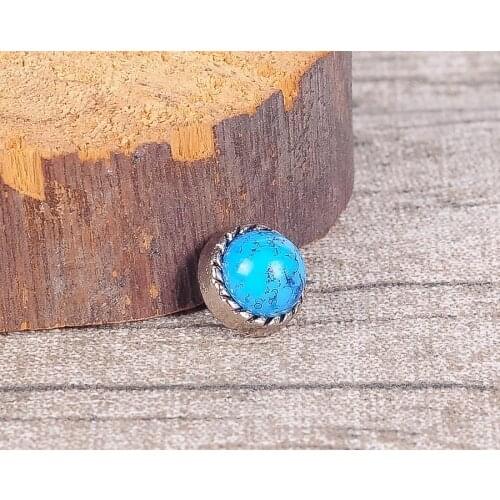 10PCS 10MM TURQUOISE VINTAGE SLIVER FLORAL ROPE LEATHER CRAFT WESTERN CONCHOS RIVETS STUDS FOR BELT BRACELET HANGBAG