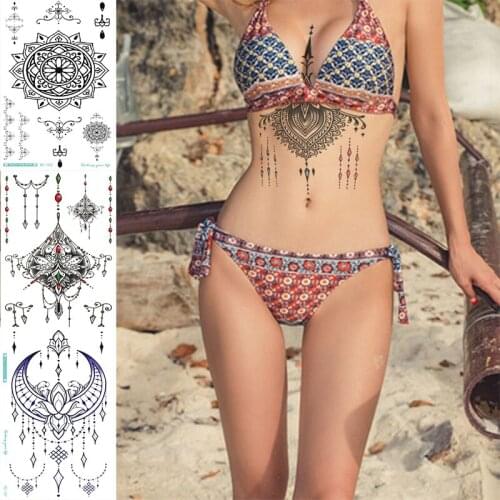 Waterproof Temporary Tattoos Sex Stickers Fake Transfer Tattoo Body Art Sticker On Vwaist Lace Flower Geometric For Women Stuff