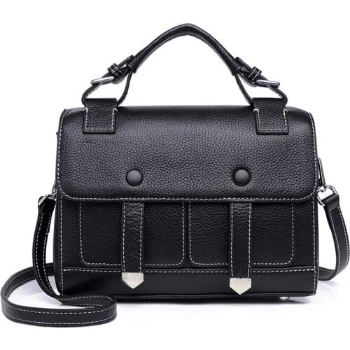 Ladies genuine leather bag 2019 new shoulder bag first layer leather shoulder bag female totes handbag college square bag purse