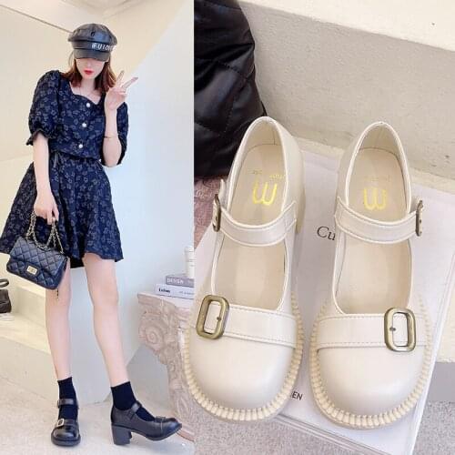 Fashion Mary Janes Genuine Leather Womens Shoes Fashion Newest Platform Chunky Heels Sandals Party Casual Shoes Woman