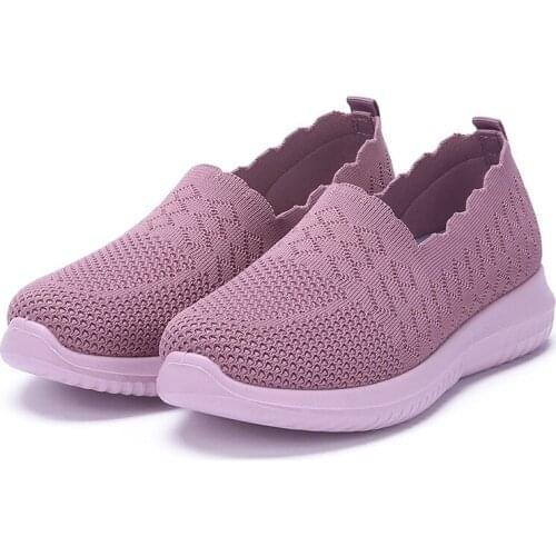 Women Flat Slip on High Quality Shoes Woman Lightweight Sneakers Summer Autumn Casual Chaussures Mother Square Dance Flats Shoes