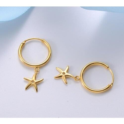 925 Sterling Silver Jewelry Female Gold Starfish Stud Earrings for Women 2019 Statement Jewel Accessories Christmas Gifts