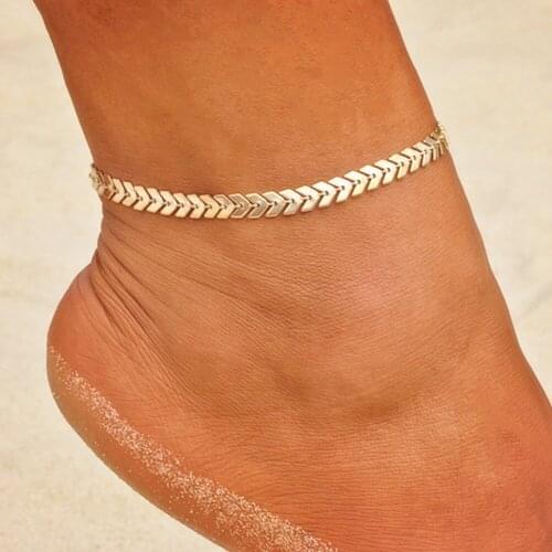 Bohemian Arrow Anklet Bracelet for Women Punk Metal Chain Sequin Anklets Summer Beach Anklet Female Barefoot Leg Chain Jewelry