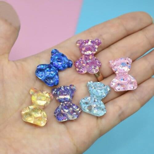1PCS Sequin Crystal Little Bear Resin Charms Pendant DIY Jewelry Accessories
