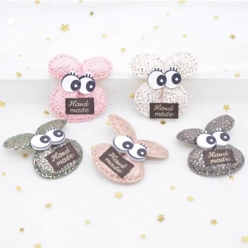 10pcs/lot Cute Shiny Leather Big Eyes Rabbit Applique for DIY Clothes Hat Patch Fabric Sewing Craft Leggings Leg Socks Decor H78