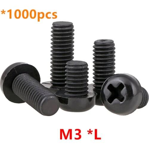 1000pcs M3*4,5,6,8,10,12,15,20,25mm White Black Plastic Nylon Round Pan Phillips Head Machine Screw Bolts M3 Nylon Hex Nuts