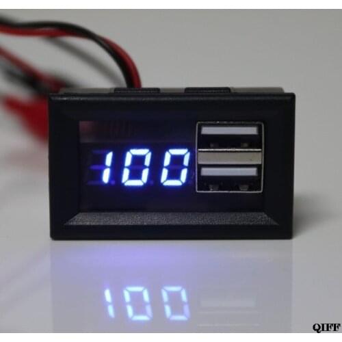 12V Battery Capacity Indicator Voltage Gauge Power Meter with QC 2.0 3.0 Quick Charge USB Output