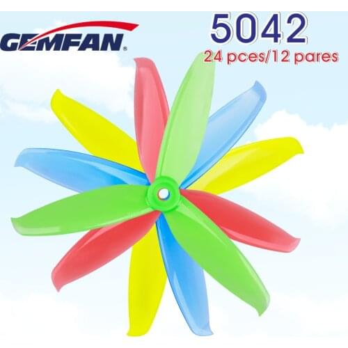 24 pcs / 12 pair Gemfan Windancer 5042 5x4.2 Inch PC 3-Blade Propeller For FPV Freestyle Frame FPV Drone Quadcopter Chameleon