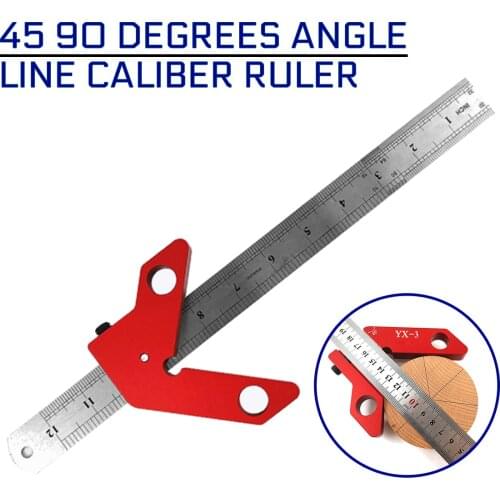 45 90 Degrees Angle Line Caliber Ruler YX-3 Woodworking Magnetic Center Line Scriber Finder Metric Inch Wood Measuring Tool