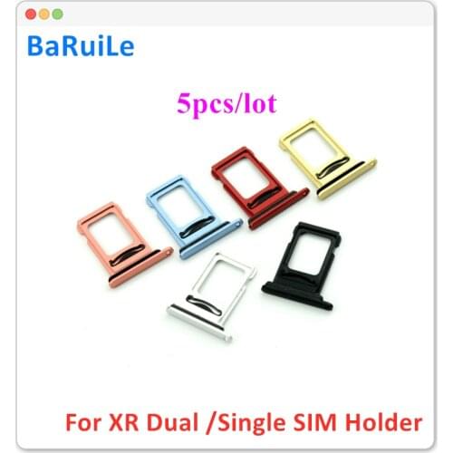 BaRuiLe 5pcs for iPhone XR Dual SIM Card Single SIM Card tray Holder Slot Adapter Replacement Parts
