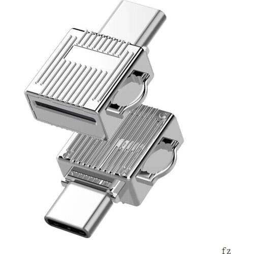 50 Pcs USB Type C Card Reader Adapter Zinc Alloy USB C Card Reader TF Card OTG for Mobile Phone Tablet PC