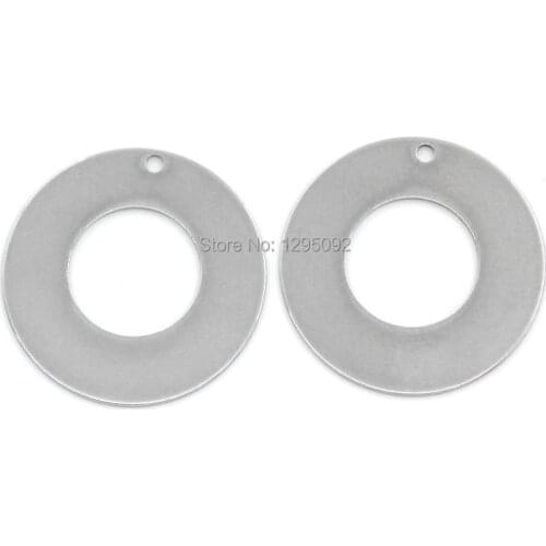 60Pcs Silver Tone Stainless Steel Donut Round Circle Charms Pendants Blank Stamping Tags 30mm