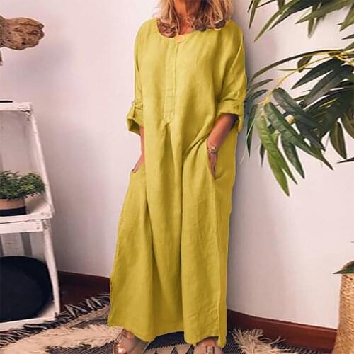 75% Hot Sales!!! Casual Women Solid Color Oversize Maxi Cotton Linen Long Shirt Kaftan Dresssummer women dress 2021