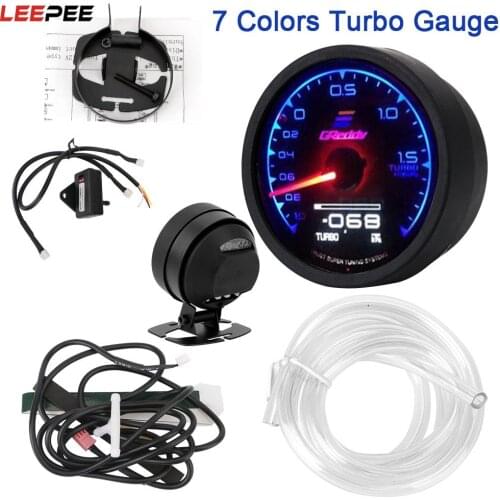 7 Color Voltage Display Car Gauge Turbo Boost Gauge LCD Digital Display Racing Gauge