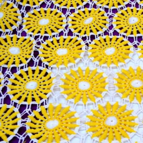 Diy 15y high-grade dress fabric Yellow white textile wedding embroidery cotton fabric african lace fabric 2018 high quality lace