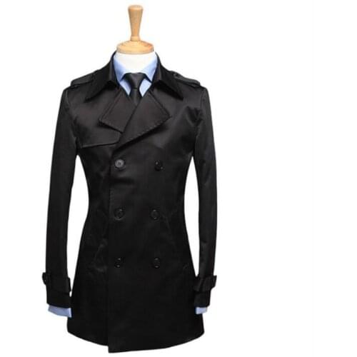 Double-breasted casual woolen coat men trench coats long sleeves overcoat mens cashmere coat casaco masculino inverno england 89