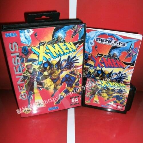 Sega MD game - X-men with Box and Manual for 16 bit Sega MD game Cartridge Megadrive Genesis system