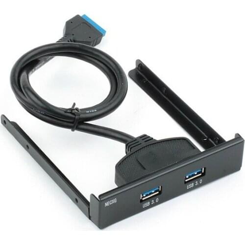 MotherBoard 20Pin TO 2*USB3.0 A Male 5.25" Front Pannel Mount Bracket Cable 60cm/1.97ft