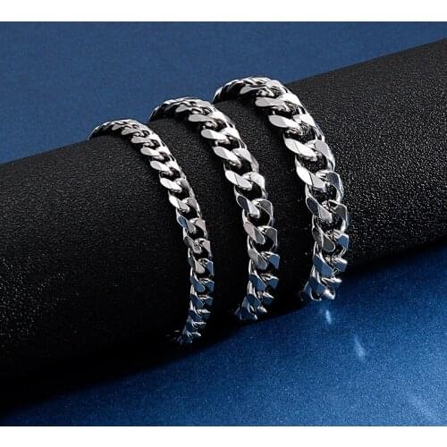 KALEN 10mm Chunky Cuban Chain Bracelet For Men Women Stainless Steel 16-24cm Link Chain Armband Jewellry