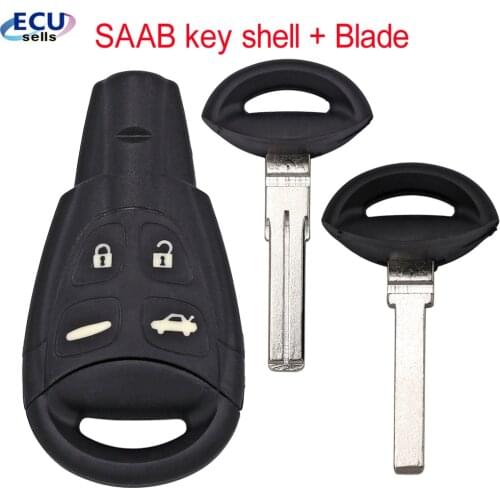 4 Button Remote Car Key Shell For Saab 9-3 93 2003-2007 Uncut Blade Smart Card Replacement Keyless Fob Case