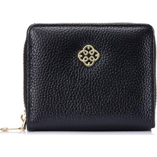 Cow Genuine Leather Womens Short Zipper Wallet With Card Holder Lots Of Card Slots Fashion Small Wallets Coin Purse High Quality