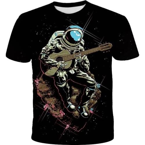 Summer New Pattern Astronauts T Shirt Kids Casual Tops Sleeve Baby T Shirt Boy Girl 3D Graffiti Style Summer Short SleeveK 2021