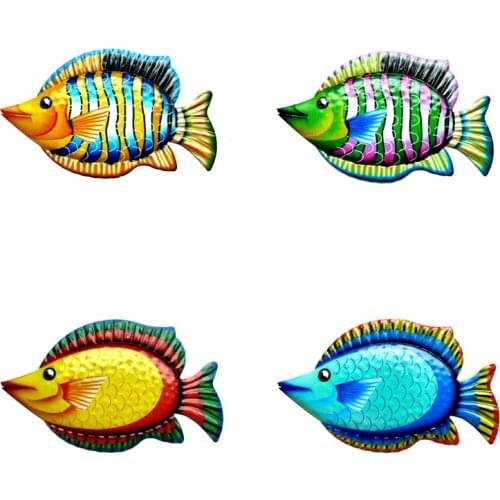 Metal Fish Hanging Wall Decor Art Bathroom Bedroom Sculpture Ornament for Garden Pool Patio Decoration K0AB