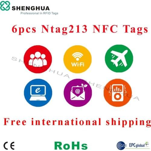 6pcs/pack Good Quality Cheap Price Printed PET NFC Tag Label Sticker Wholesale For Bluetooth Reader Connecting Smartphone