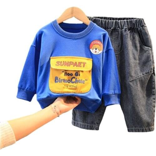 New Spring Children Cartoon Clothes Autumn Kids Toddler Clothing Baby Boy Girls T Shirt Pants 2Pcs/sets Infant Cotton Sportswear