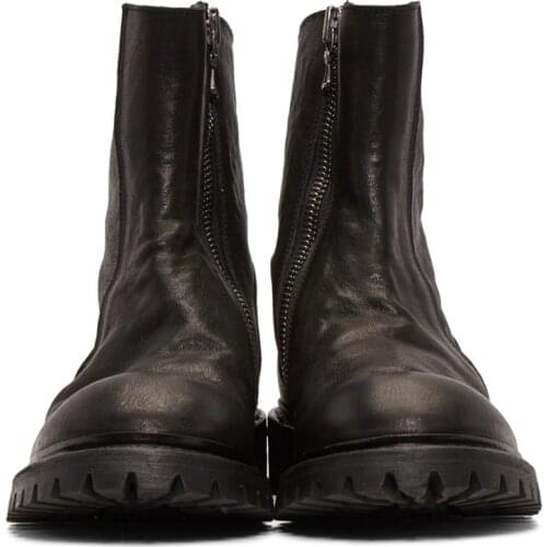 New Arrival Double Zip Motorcycle Boots Men Full Grain Leather Shoes Man Trendy Retro Boots Fashion Winter Shoes