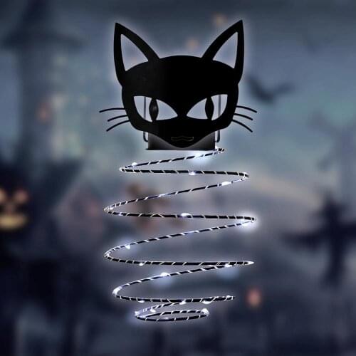 Solar Black Cat Hanging Portable Lantern Halloween Outdoor Garden, Party/Backyard Decoration,11inches